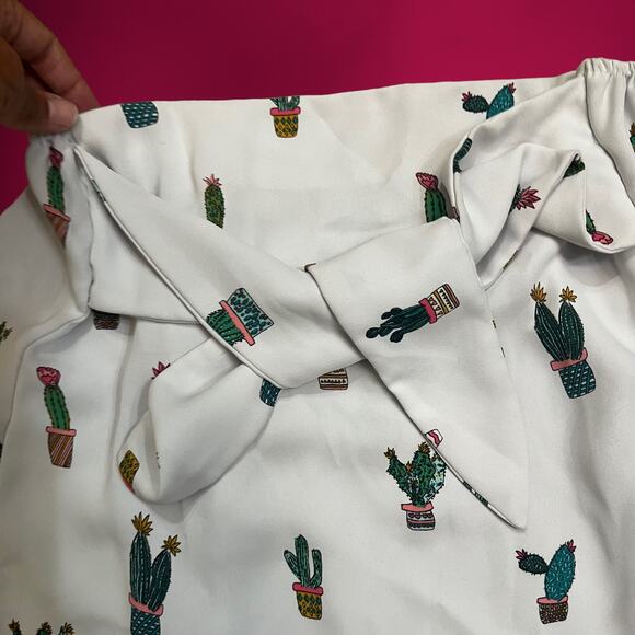 Do + Be Skirt Women's Large Cactus Plant Flowy Skater Tie Belt 90's Soft Comfy - Picture 5 of 6